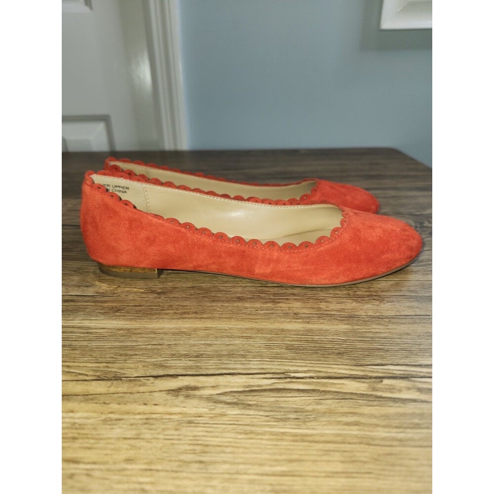 Talbots Women's Slip-on Penelope Scallop Flats leather Suede Orange, Sz 6.5 Med - Picture 3 of 15